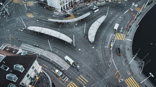 High angle view of city street