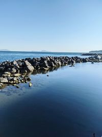 Scenic view of sea against clear sky