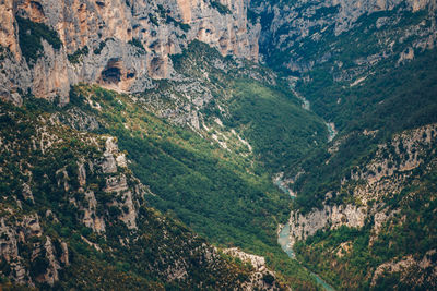 High angle view of mountains against sky