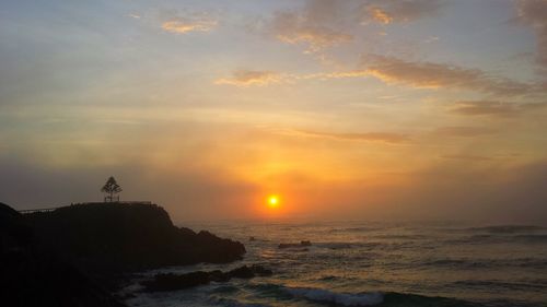 Scenic view of sea at sunset