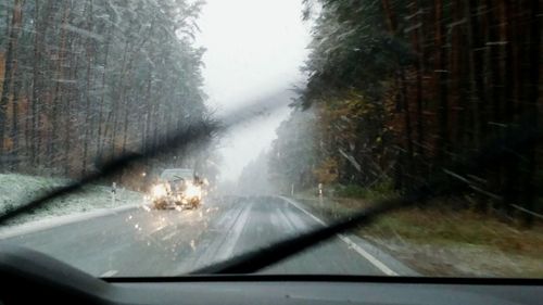 Close-up of wet car window