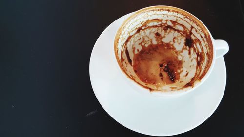 High angle view of cappuccino on table