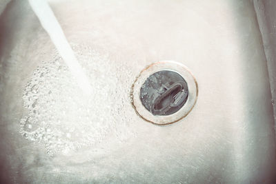 High angle view of water in container