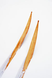 High angle view of bread on white background