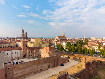 Aerial view of novara in italy with its famous san gaudenzio dome