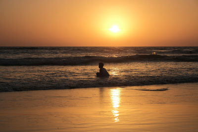 Sunset scene of seminyak beach bali indonesia