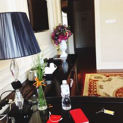 Flower vase on table