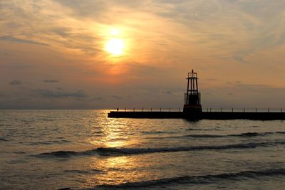 Scenic view of sea at sunset