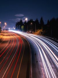 Light trails on highway at night