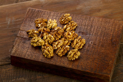 High angle view of breakfast on table