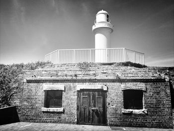 Low angle view of lighthouse against sky