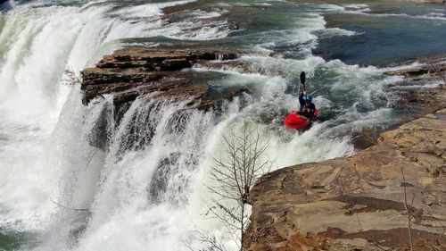 Scenic view of waterfall