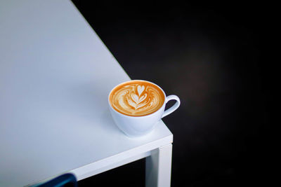 High angle view of coffee on table