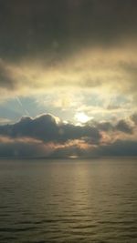 Scenic view of sea against dramatic sky