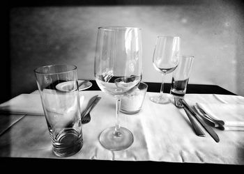 Close-up of beer glass on table