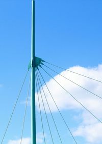 Low angle view of cables against blue sky