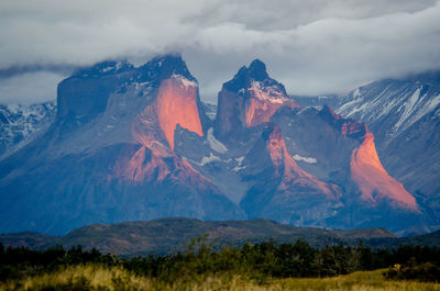 Panoramic view of mountain range against sky