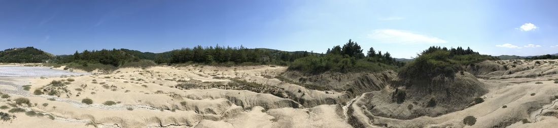 Panoramic view of arid landscape against sky