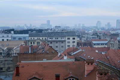 High angle view of townscape against sky