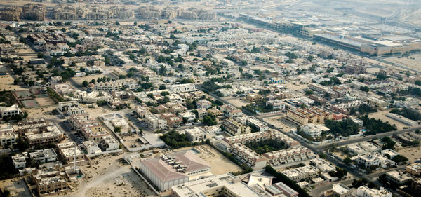 High angle view of buildings in city