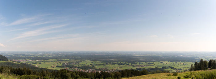 Wide scenic view above rosenheim and the b15 along the inn