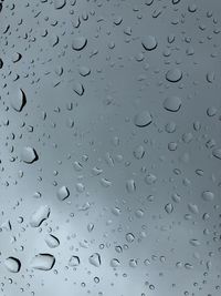 Full frame shot of raindrops on glass window