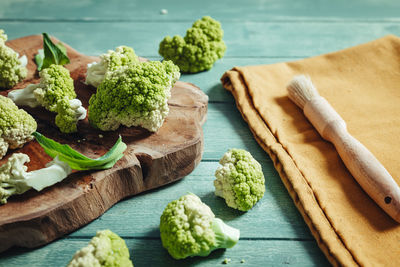 High angle view of vegetables on table