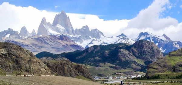 Scenic view of mountains against sky