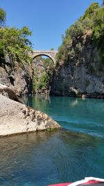 Scenic view of river against clear sky