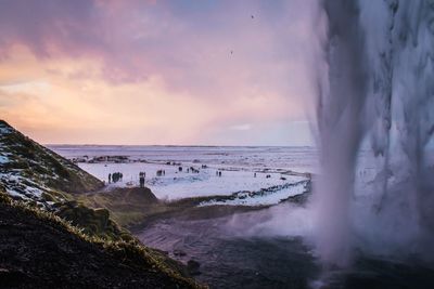 Panoramic view of sea against sky during sunset