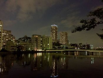 Illuminated city at night