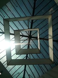 Low angle view of skylight in building