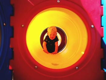 Close-up of child playing in playground
