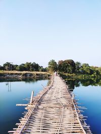 Scenic view of lake against clear sky