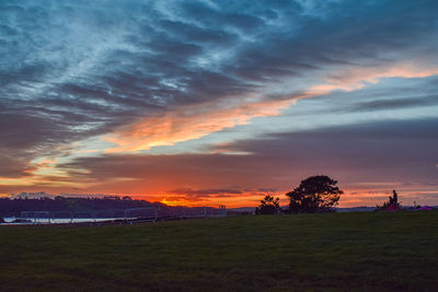 Scenic view of sunset over sea