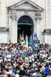 Catholics attend the open mass in honor of our lady of conceicao da praia