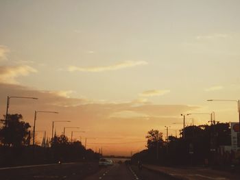 View of road at sunset