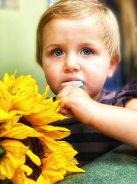 Close-up portrait of cute boy