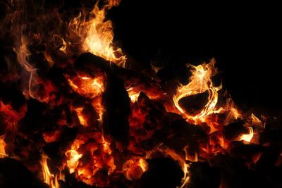 Close-up of bonfire at night