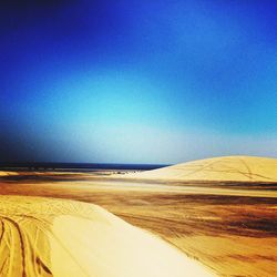 Scenic view of landscape against clear blue sky