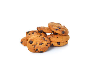 Close-up of cookies on white background