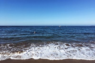 Scenic view of sea against clear sky