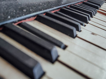 Close-up of old piano