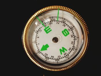 Close-up of clock on black background