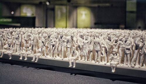 Close-up of objects in row