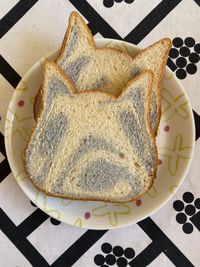 High angle view of breakfast served on table