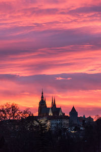 Buildings against cloudy sky during sunset