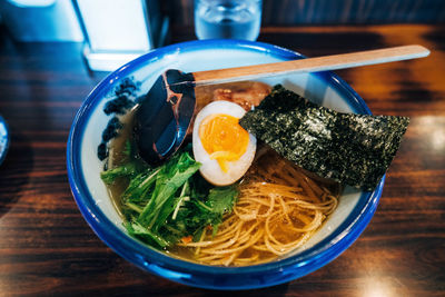 Close-up of meal served in bowl