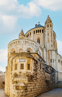 Low angle view of old building against sky