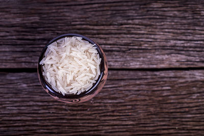 High angle view of food in bowl on table